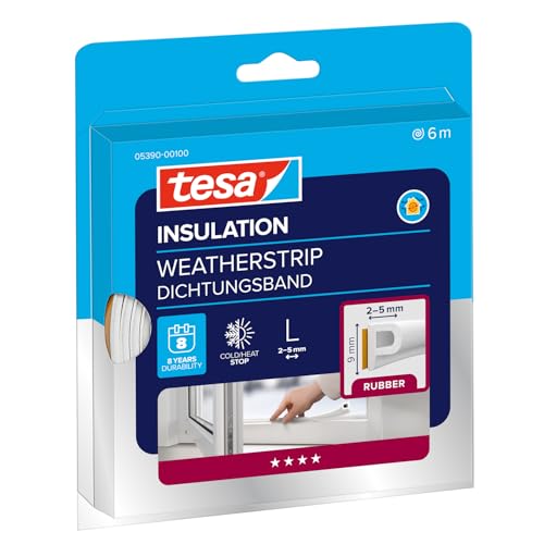 tesa Insulation Gummidichtung L-Profil (6 m x 9 x 5,5 mm, weiß)